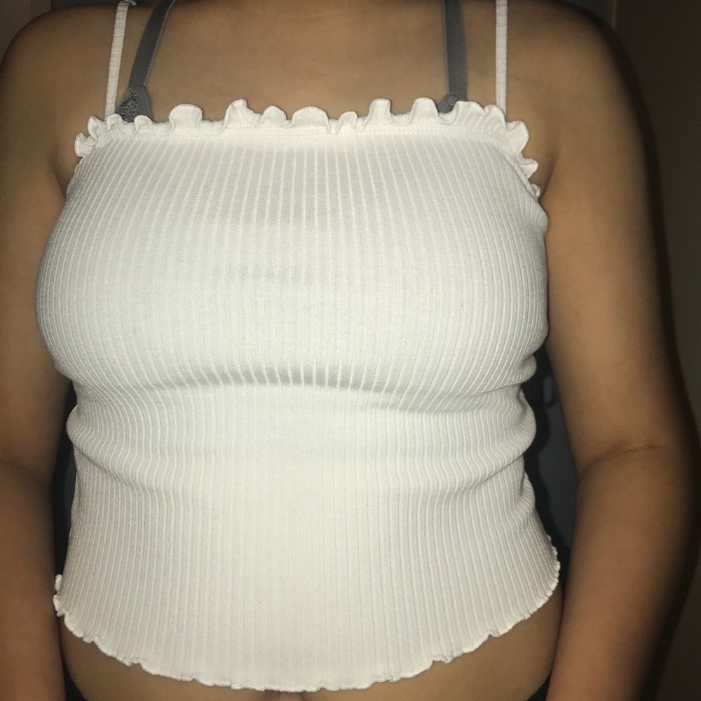 Forever 21 white lettuce crop top